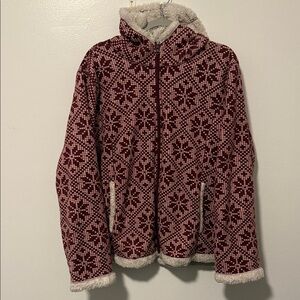 Faded Glory Cream and Red Fleece Jacket